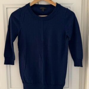 J.Crew Merino Wool Crewneck Sweater | Blue | Classic Basic Layering Knit | XXS